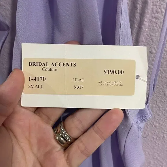 Nouvelle Lilac Style N317 Ruffle Accent Short Dress Sz S - Picture 6 of 6